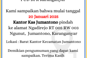 Pengumuman Pindah Kantor Jumantono