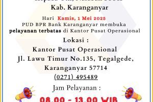 Pengumuman Pelaksanaan Operasional kantor Terbatasl 1 Mei 2025