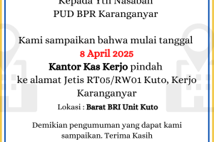 Pengumuman Pindah Kantor Kas Kerjo