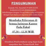 PENGUMAN BUKA LAYANAN KANTOR TANGGAL 30 AGUSTUS 2025