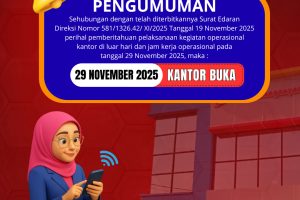 PENGUMAN BUKA LAYANAN KANTOR TANGGAL 29 NOVEMBER 2025